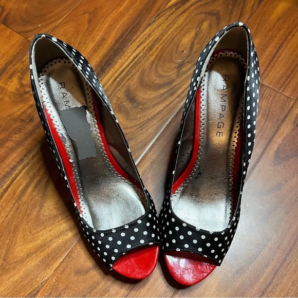 Rampage gracee play form polka dot black and white heels, size 9m - Picture 5 of 7